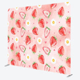 Aperturee - Aperturee Pink Red Strawberry Daisy Fruit Pillow Cover Backdrop